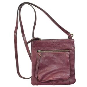 Vintage Fossil Burgundy Leather Crossbody Bag Small Adjustable Strap Flap Pocket